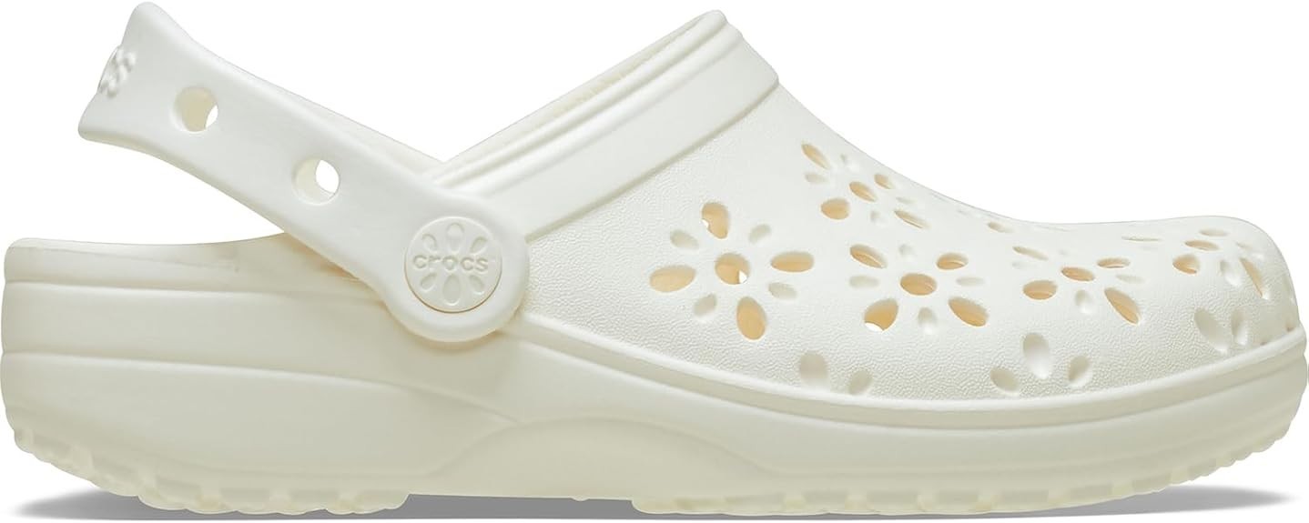 Crocs Unisex Adult Floral Classic Clogs WHITE