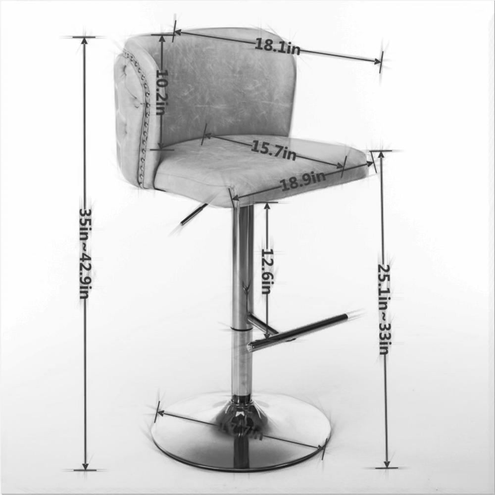 Set of 2 Modern Shape Design The Whole Back Tufted PU Upholstered Bar Stools