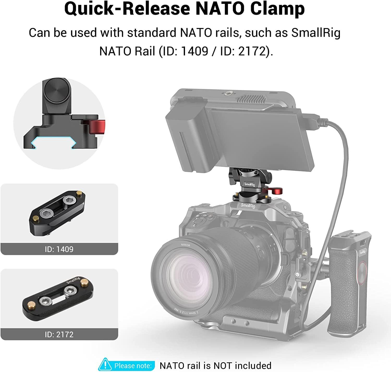 SmallRig Swivel and Tilt Adjustable Monitor Mount with NATO Clamp Mount -2906B