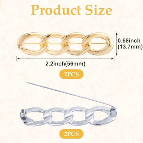4 Sets Chain Pant Waist Tightener, Adjustable Jeans Button for Gold & Silver