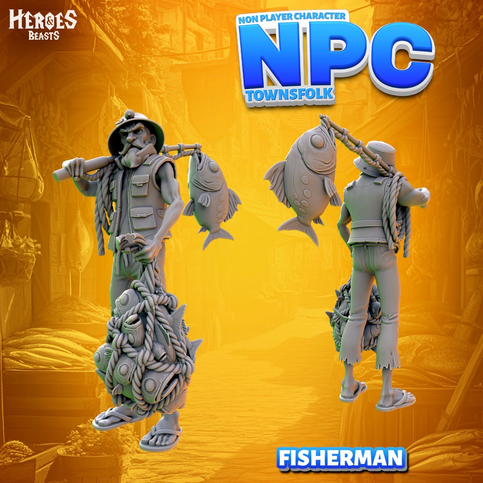 Dungeons & Dragons NPC Character - Male Human - Fisherman, Fisher, Angler