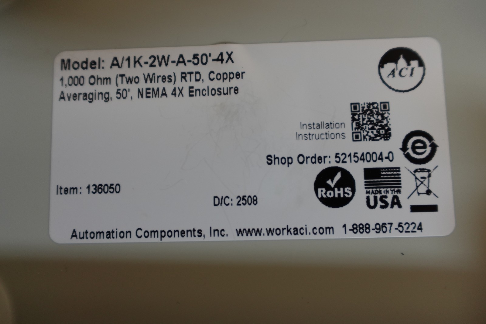 ACI - HVAC Averaging Sensor Housing & Mounting Hardware Kit A/1K-2W-A-50-4X