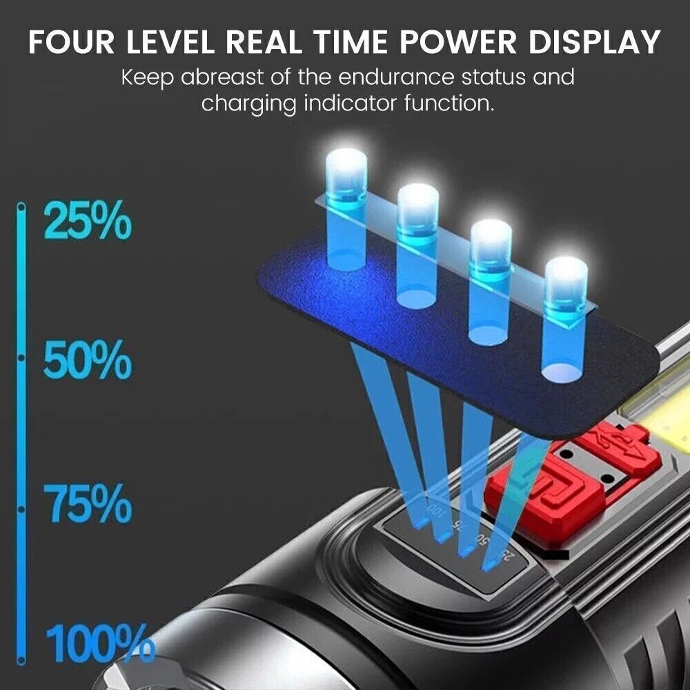 350000000 Lumen Super Bright LED Tactical Flashlight Rechargeable LED Work Torch