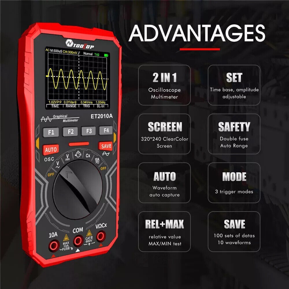 2in1 Oscilloscope Multimeter Digital Display Handheld Oscope Meter 1Mhz E3I8 2PZ