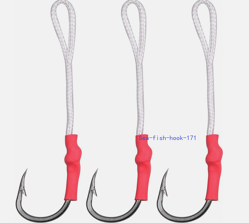 30/50PCS Stainless Steel Assist Hooks Jigging Fishing Hook with PE Line 1/0-12/0
