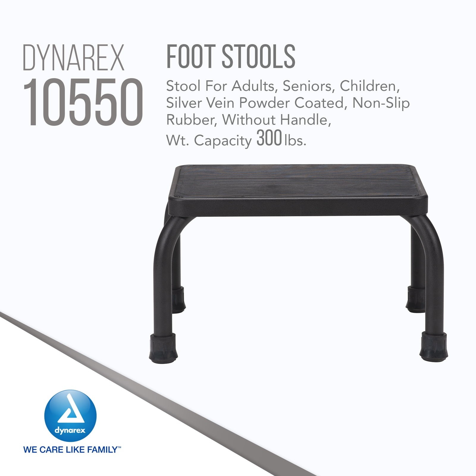 Dynarex Heavy Duty Step Stool, W/O Handle, Silver Vein Non-Slip, 300 lb Capacity