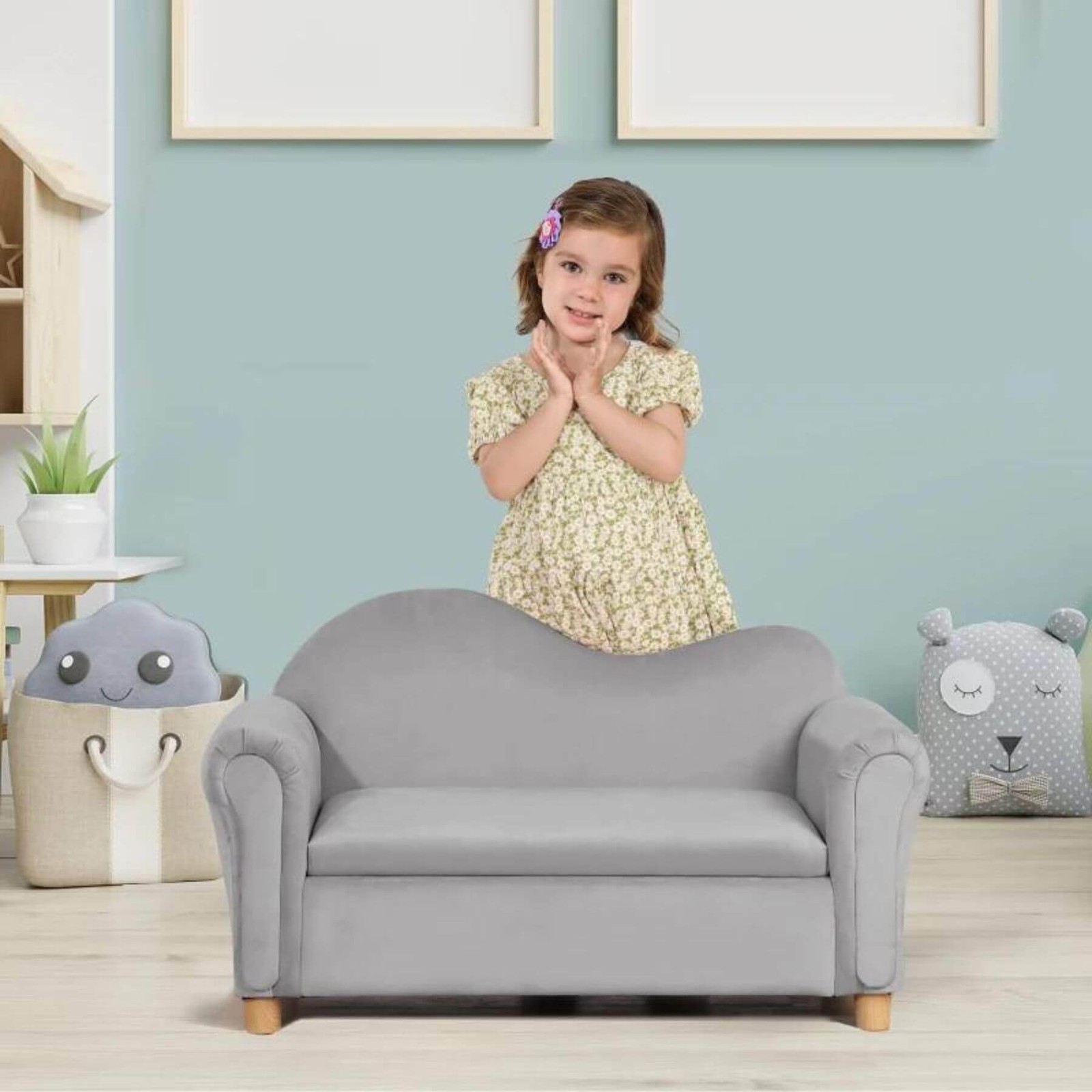 Qaba Ergonomic Foam Kids Sofa with Inner Toy Storage Chest