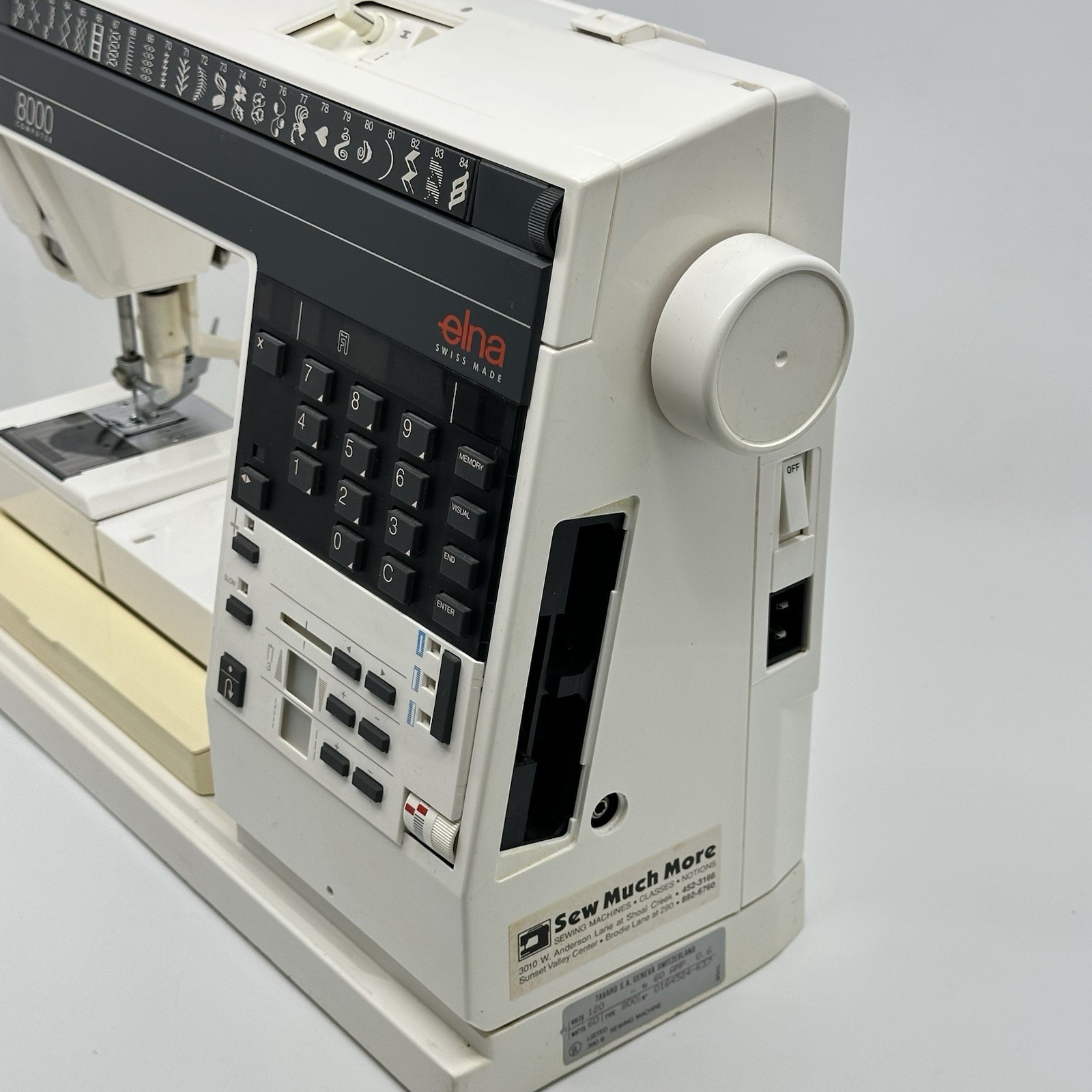 Elna Swiss Made 8000 Computerized Sewing Machine White UNTESTED No Pedal/AV