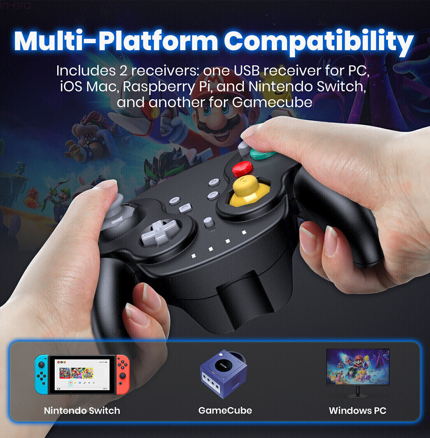 Wireless Gamecube NSO Controller for Nintendo Switch/Lite/PC/OS/Steam Wii NGC