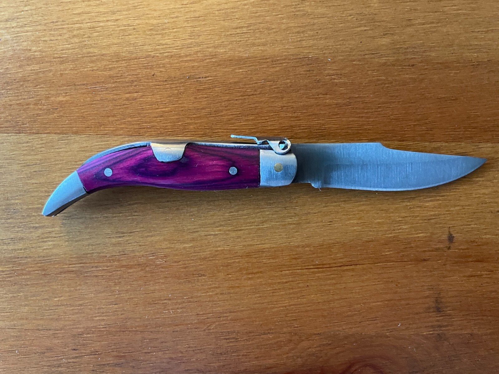 2.5” Spanish Navaja Teja Albacete Pocket Knife Purple Wood Scales From Spain