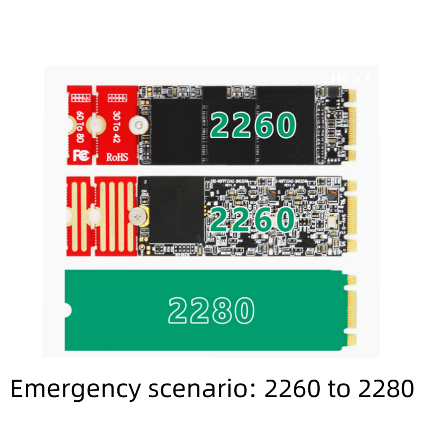 M.2 NGFF NVMe SSD 2230 2242 2260 to 2280 Length Extension Adapter Bracket