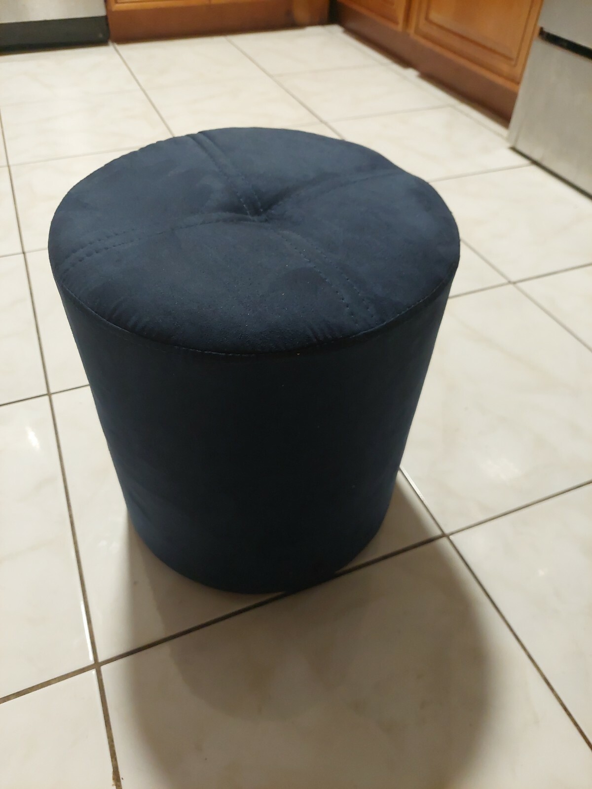 Ula Round Ottoman, Dark Blue, New