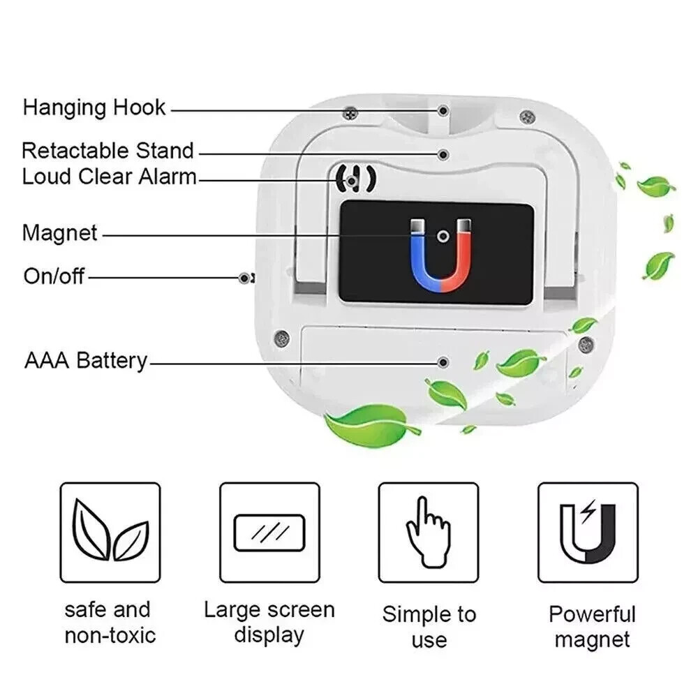 4X Kitchen Timer Magnetic LCD Digital Countdown Stopwatch With Stand Alarm Clock