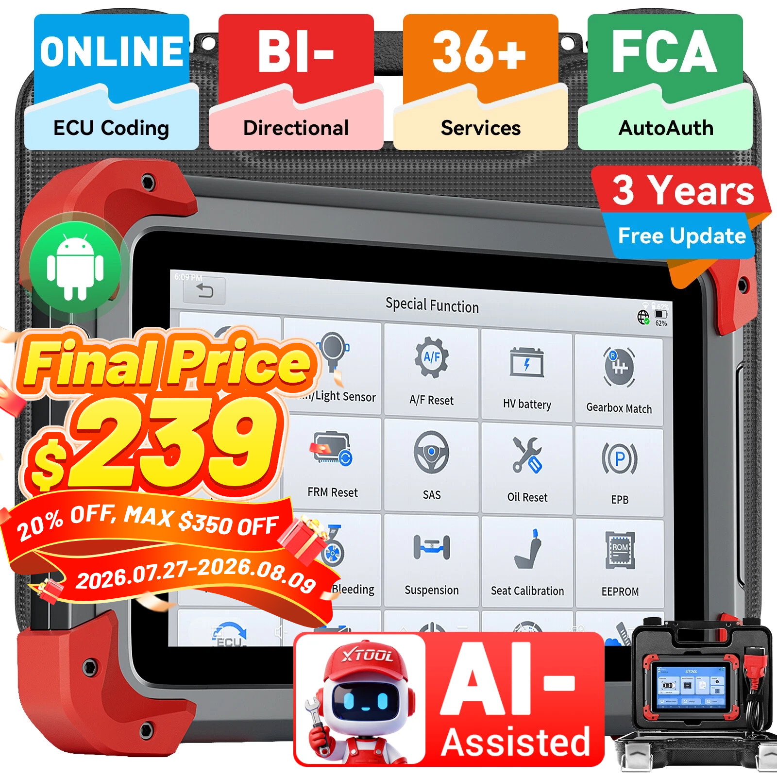 XTOOL USED D7 V2.0 Auto Full System Diagnostic Scanner Bidirectional Key Program