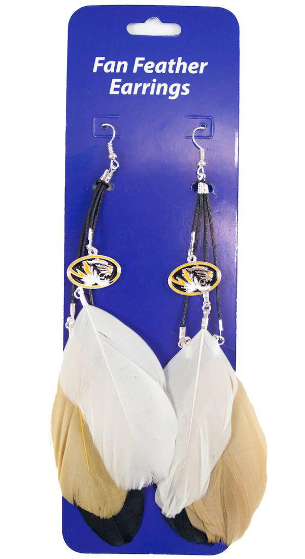Missouri Tigers Team Color Feather Earrings