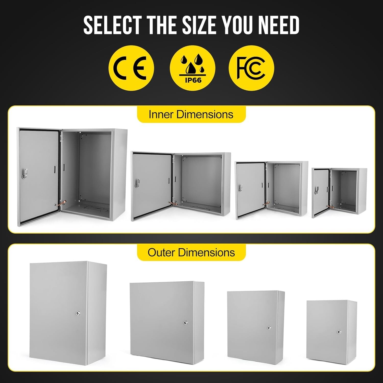 24x24x8" Electrical Box IP66 Waterproof & Dustproof Junction Box Plate Bracket