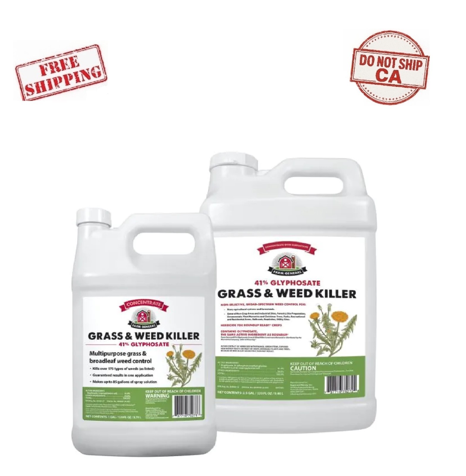 Farm General 75272 41% Glyphosate Grass & Weed Killer Concentrate - 1 Gallon Jug