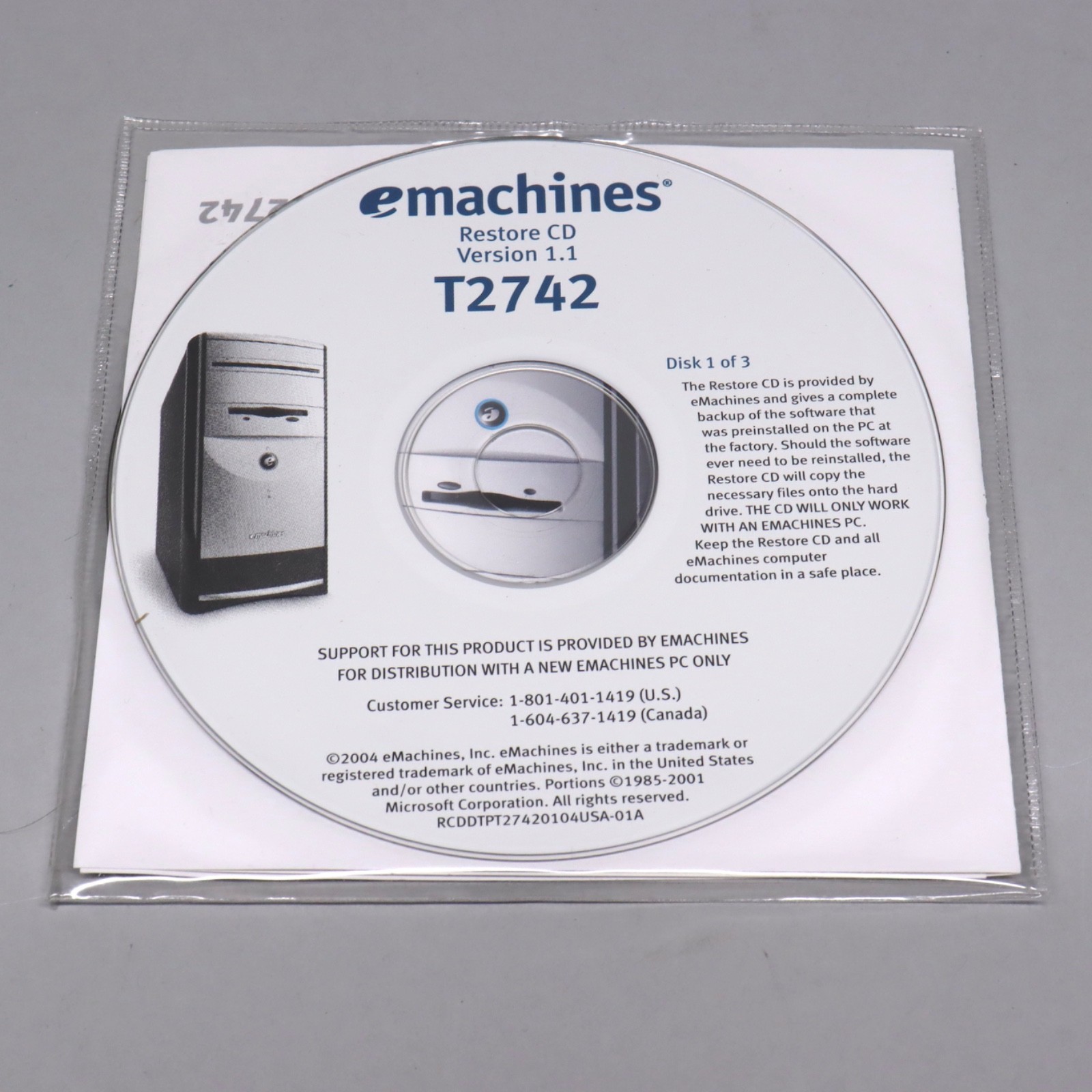 NEW Sealed Microsoft Windows XP Home Edition Version 2002 emachines CD Manual