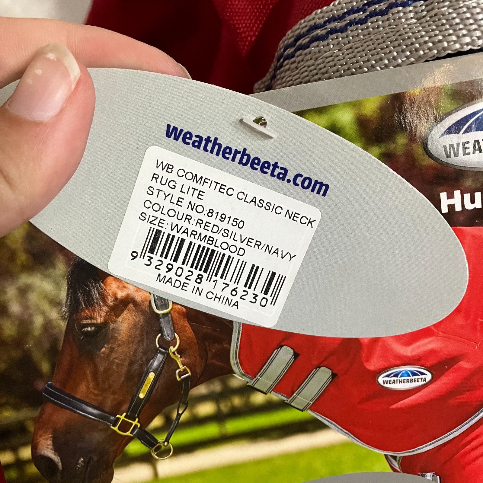 WeatherBeeta ComFiTec Classic Neck Rug Lite Size Warmblood Red/Silver/Navy