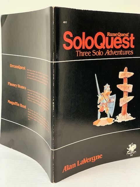 SOLOQUEST: THREE SOLO ADVENTURES (RUNEQUEST) -1982 PB -SCARCE- VERY GOOD