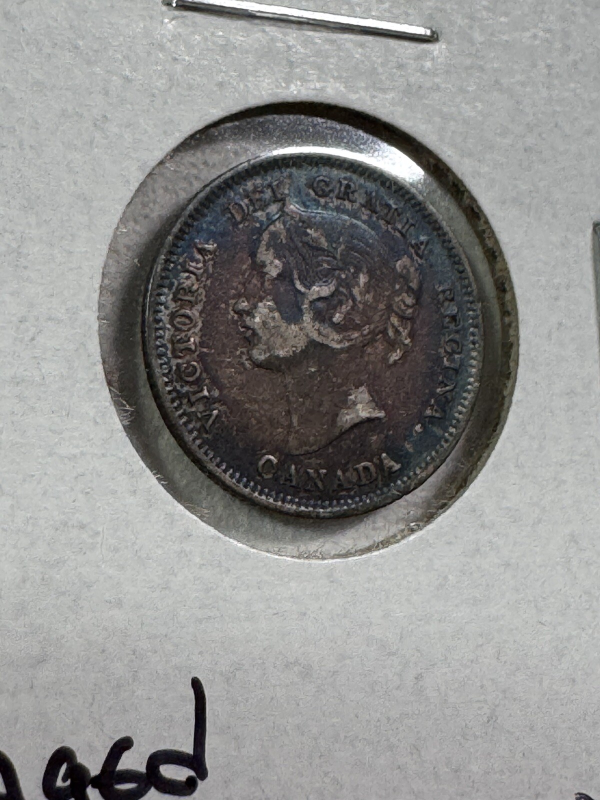 1901 Canada 5 Cents Silver Coin Damaged Toned