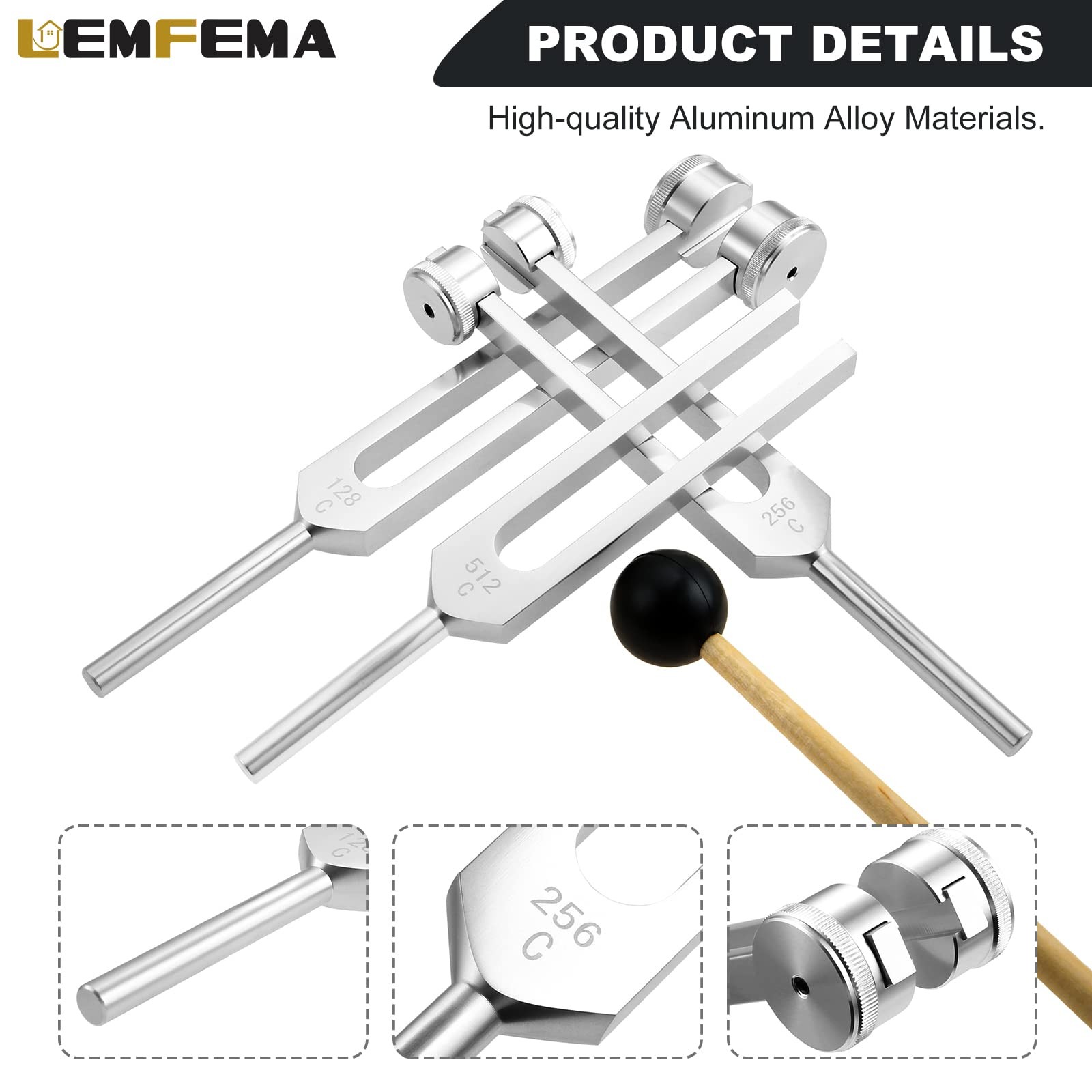 Tuning Forks Set- 128Hz, 256Hz, 512Hz, Body Tuning Forks Perfect for Sound Ch...