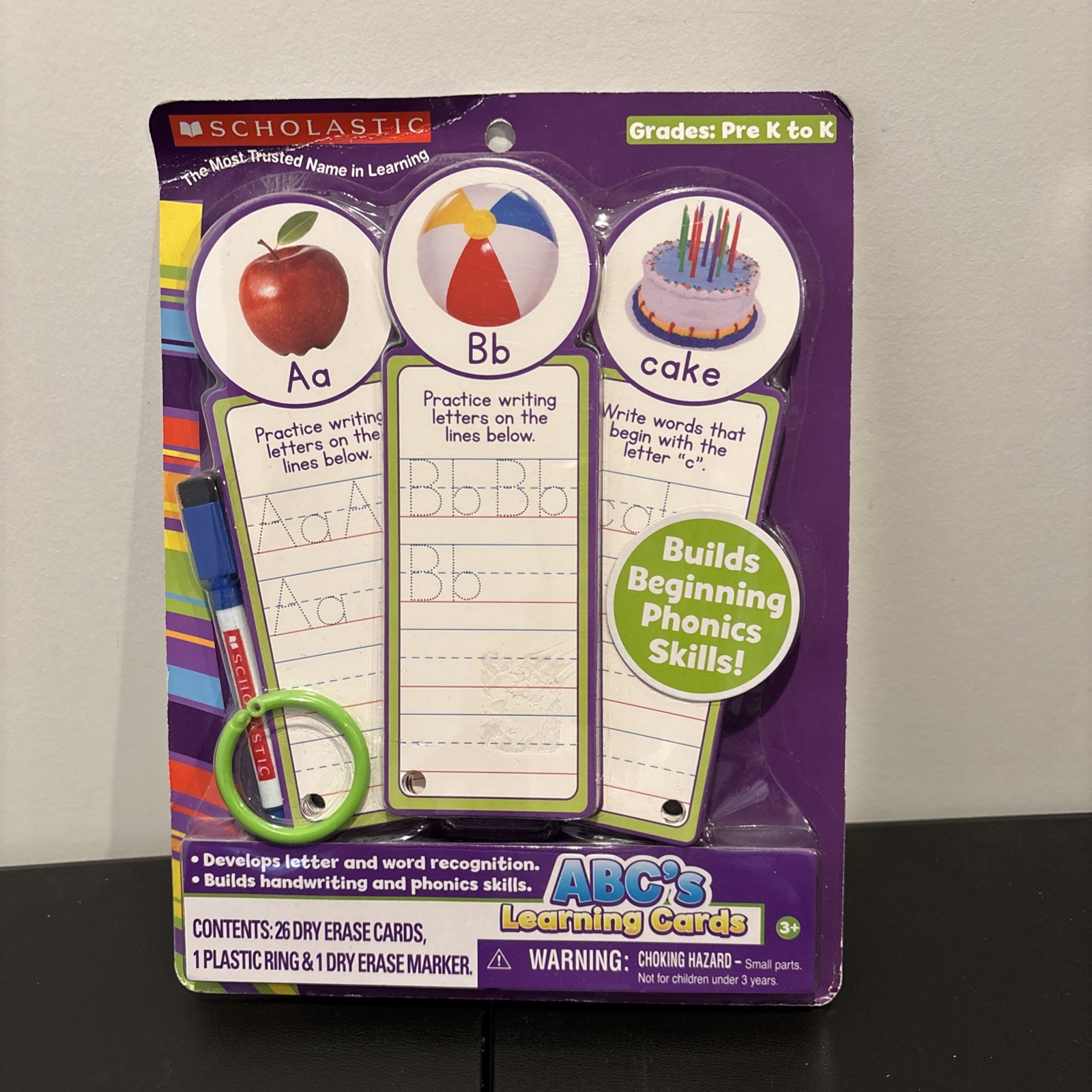 Scholastic ABC’s Learning Cards Dry Erase Phonics Writing Set Pre-K Kindergarten
