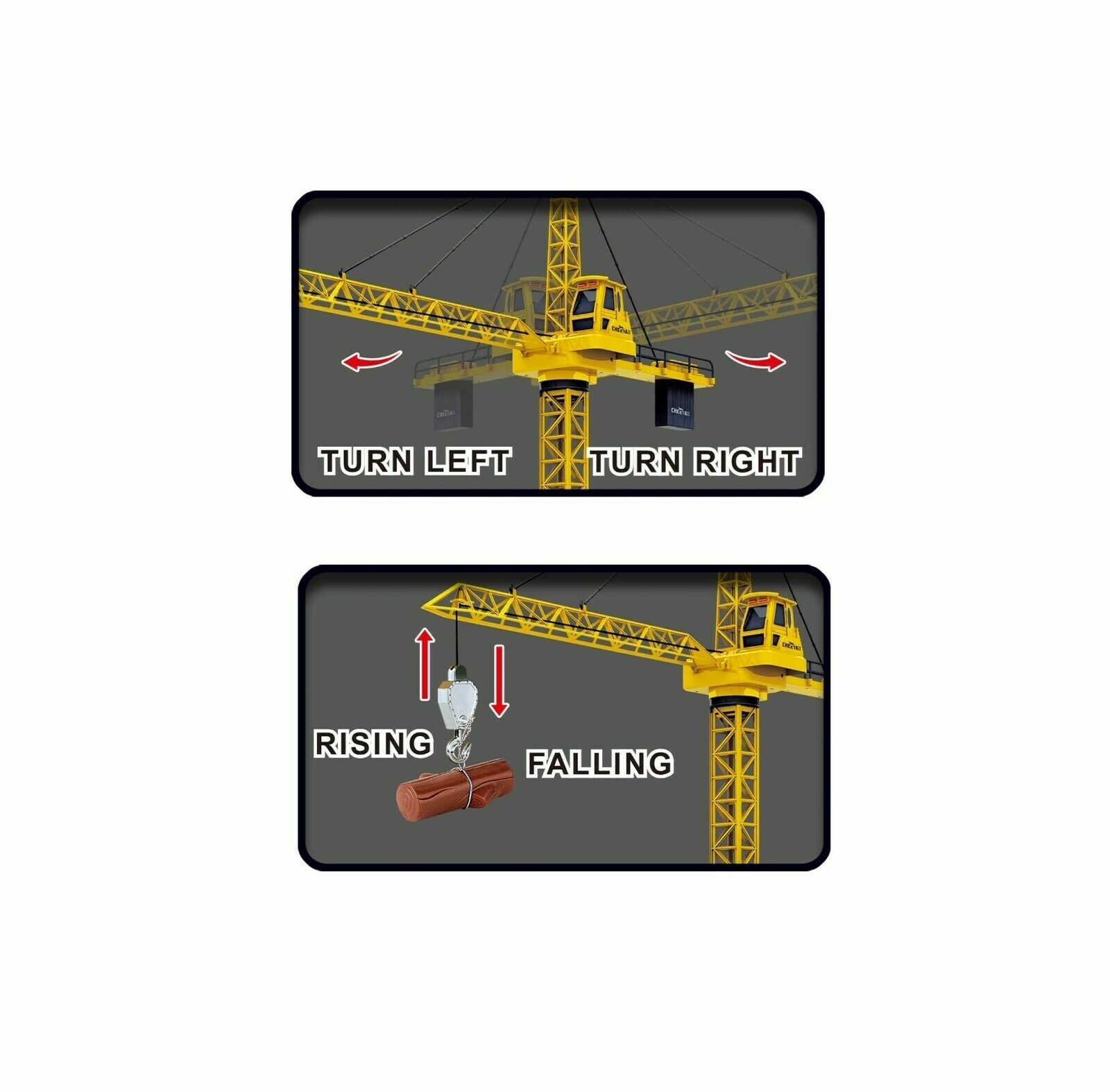 50" Wired RC Crawler Crane With Tower Light And Adjustable Height