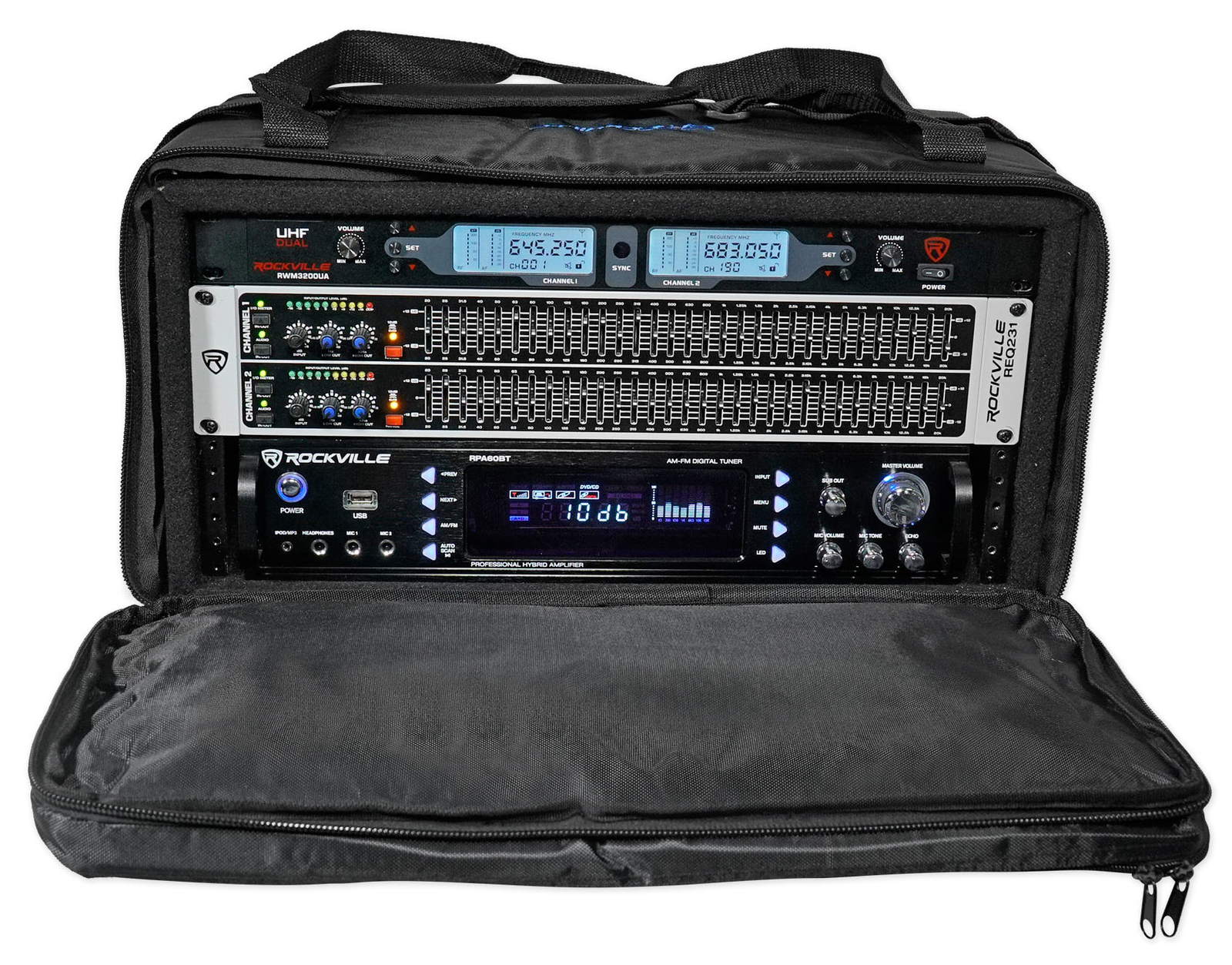Rockville RRB50 5U Rack Bag Double-Sided Case with 12" Depth + Shoulder Strap