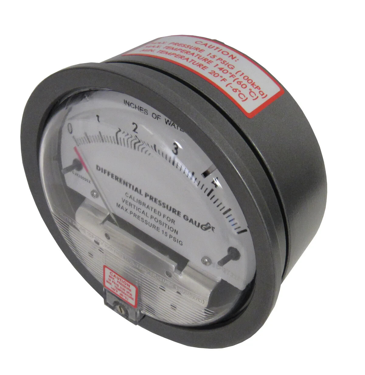Differential Pressure Gauge 0-1" Water | Air/Gas | 1/8" NPT | ±2% Accuracy