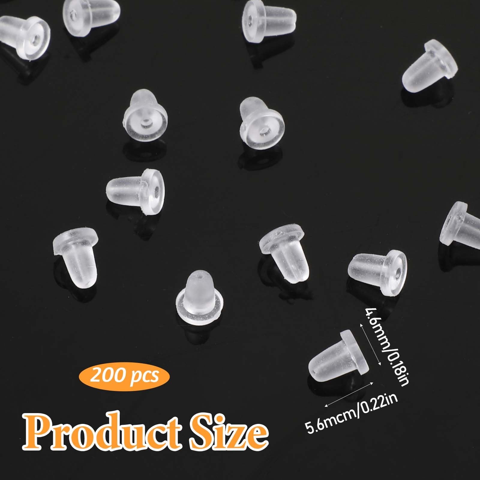 200 Pack Earring Backs Rubber, Earring Backs Replacements, Soft Clear Silicon...