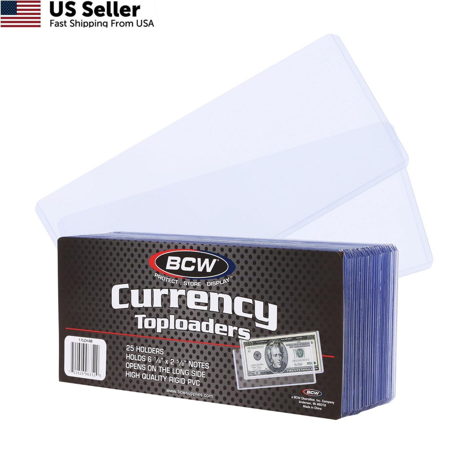 BCW Currency Topload Holder - Pack of 25 | Clear Rigid PVC Clear,