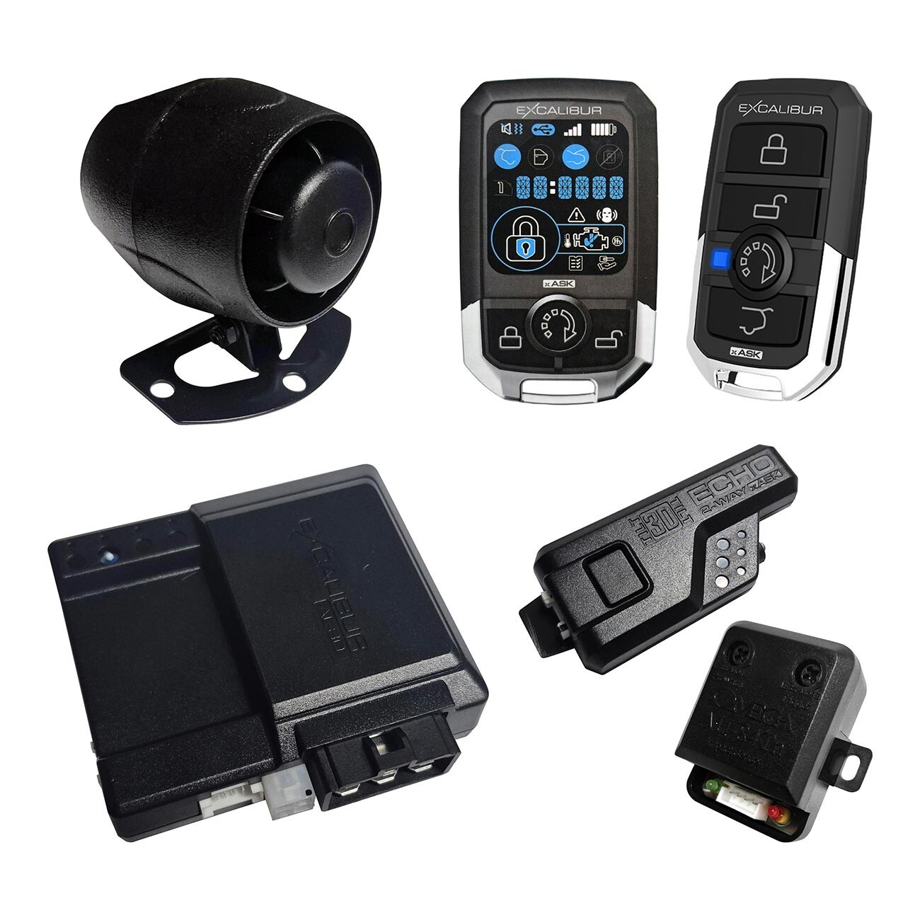 OMEGA / EXCALIBUR AL-1880-3D Car Alarm/Remote Start with 3-Color LCD 2-Way