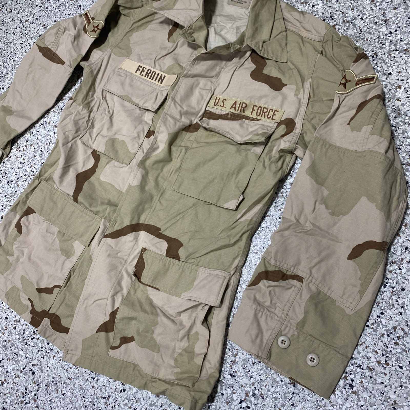 USAF DESERT COAT CAMO COMBAT SZ Small Long “Ferdin” Air Force Riptstop
