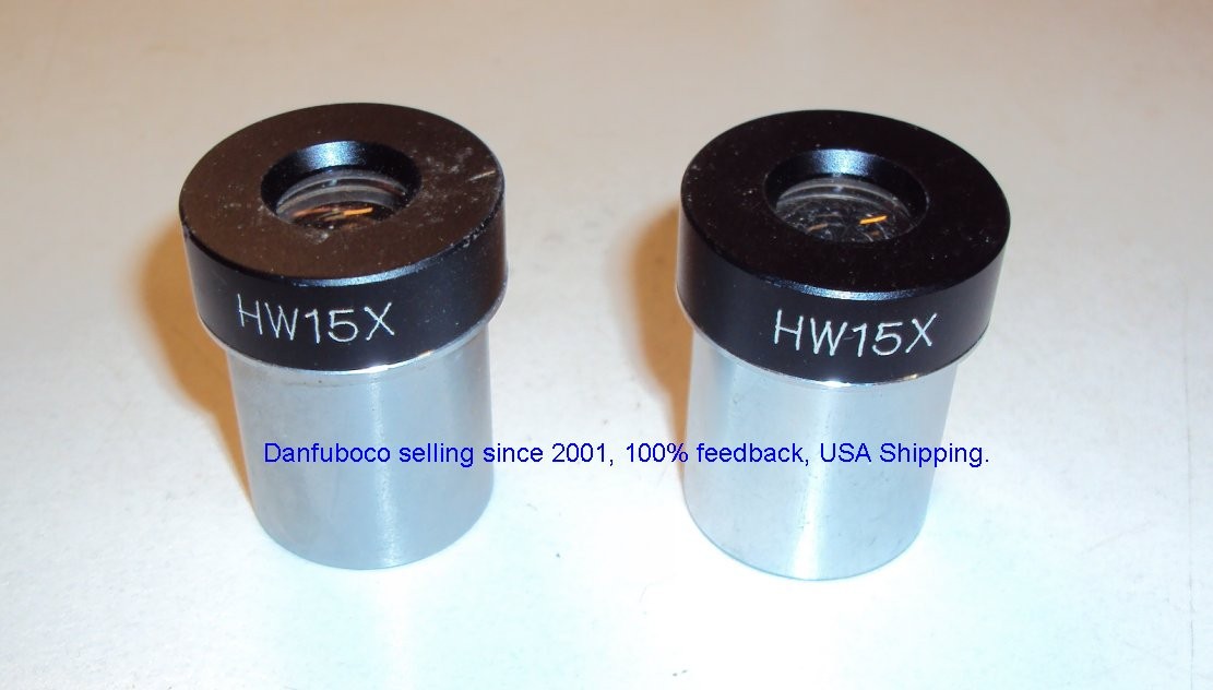HW, 15X Microscope Lens Used a set pair of 2 you get, Steel+ Aluminum  #3