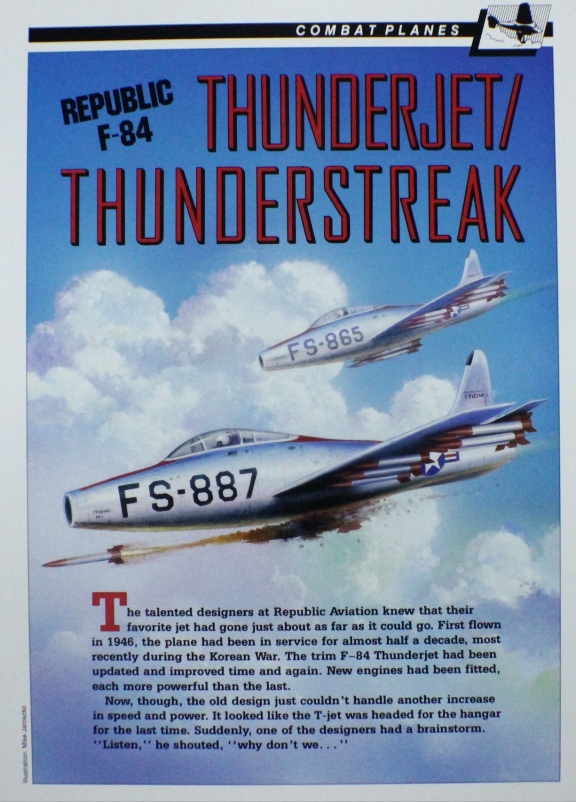 Republic F-84 F 84 Picture Aircraft Pamphlet Info Sheet Wall Art Out of Print