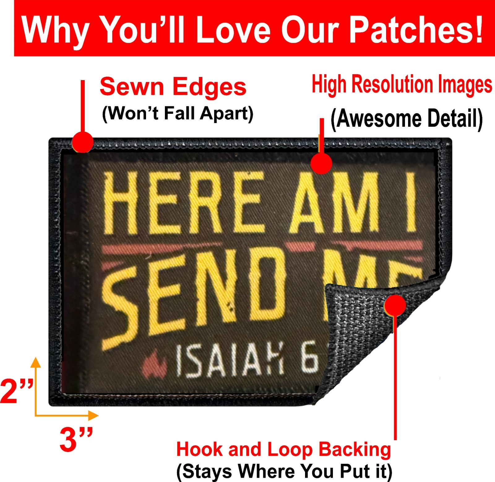 Here I Am Send Me Morale Patch | Isaiah 6:8 Bible verse patch | Hook and Loop