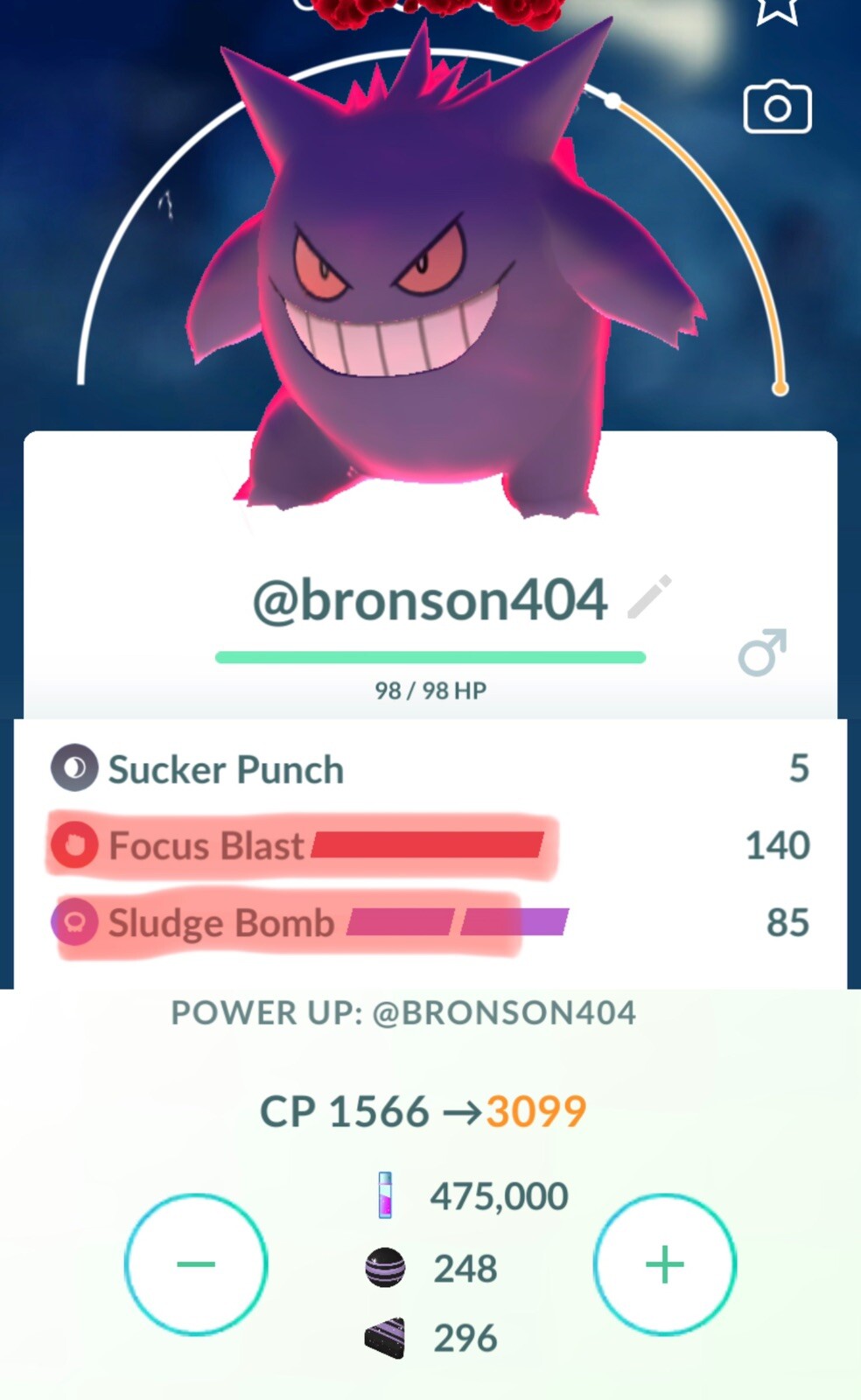Pokemon L40 Dynamax Gengar Go