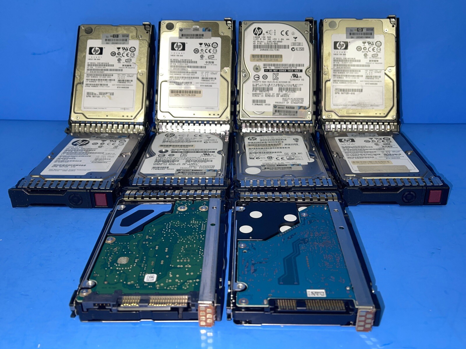 "LOT OF 10" HP ASSORTED MODELS & PART NUMBER 146GB SAS 15K/10K HDD "NO CADDIES