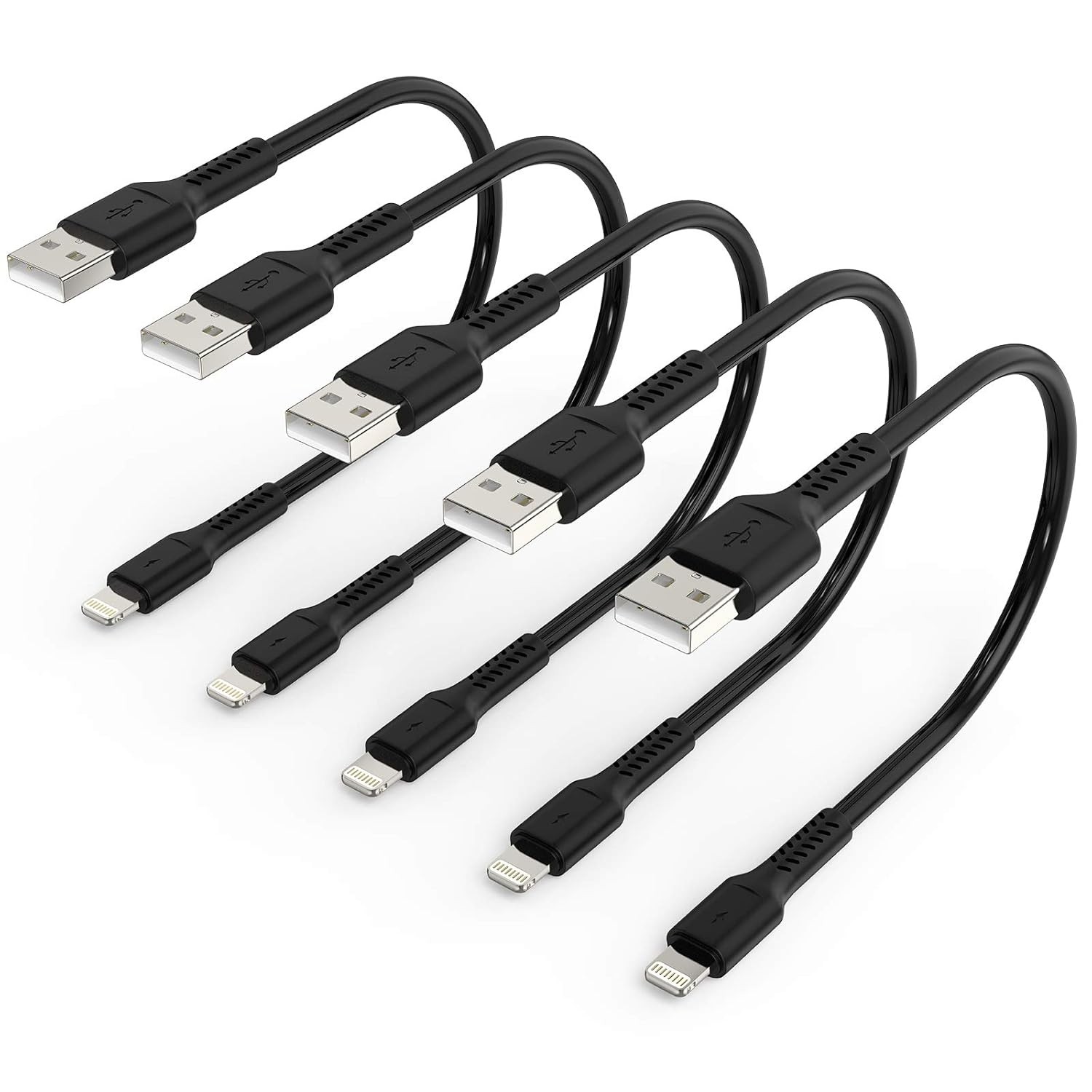 6 inch iPhone Charge Cable Short, 0.5ft 5Pack USB to 0.5 feet, Black