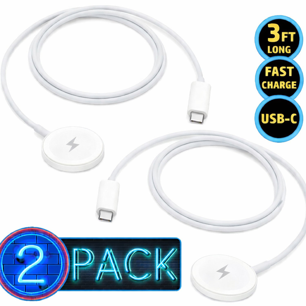 2 PACK USB-C Magnetic Charger Cable Dock For Apple Watch 2/3/4/5/6/SE/7/8/9/10
