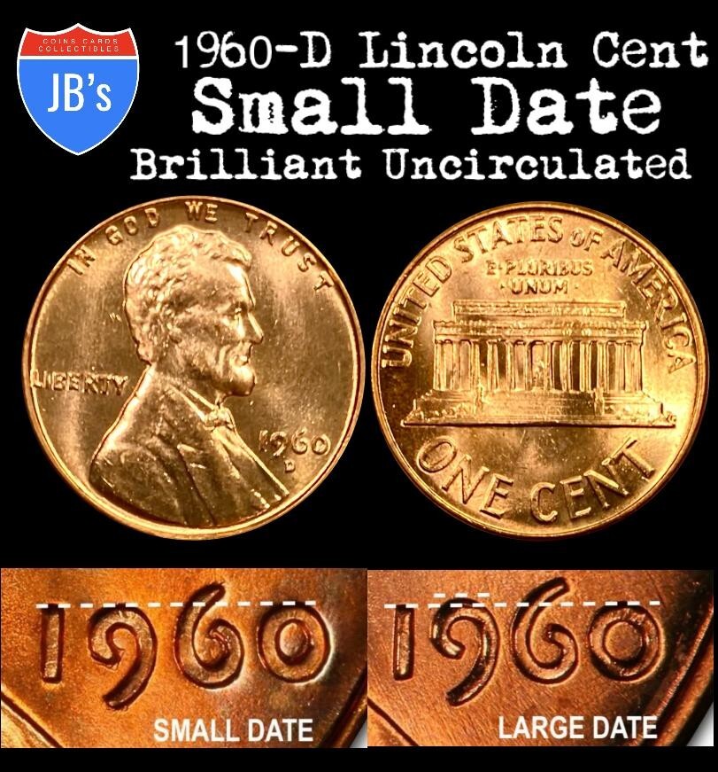 1960-D SMALL DATE Lincoln Memorial Cent Penny 1c - BRILLIANT UNCIRCULATED (BU)
