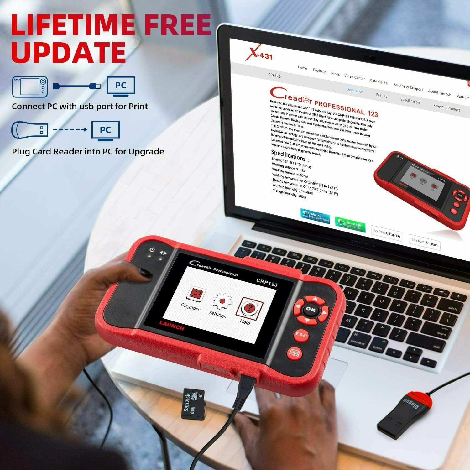 LAUNCH CRP123 OBD2 Scanner Transmission ABS SRS Code Reader Diagnostic Scan Tool