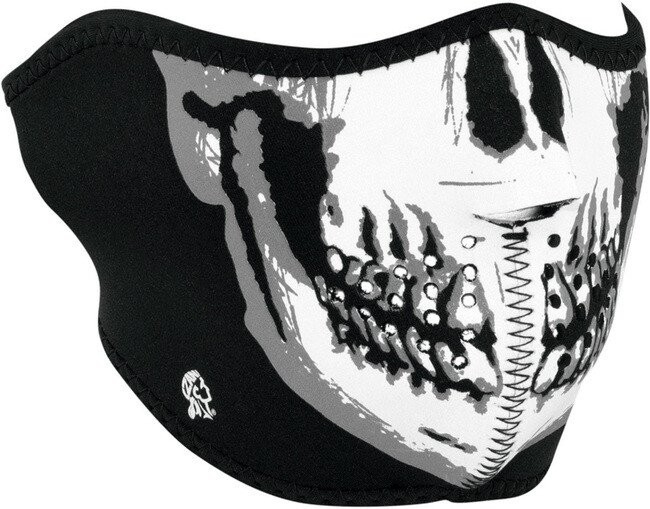 Zan Headgear Neoprene Mens OSFM Black/White Skull Half Face Mask WNFM002H