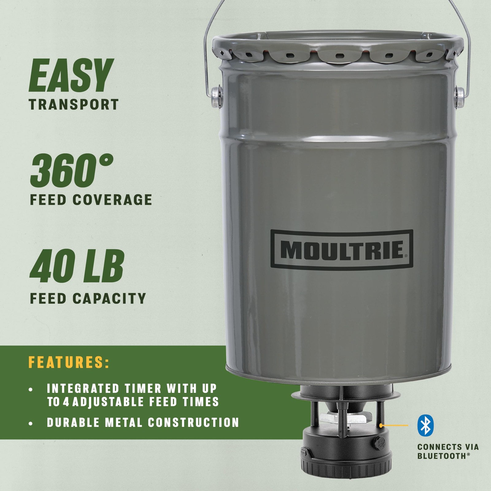 All-in-One Hanging Deer Feeder - 40 Lb, Bluetooth App