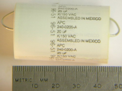 2 APC 240-0200-A 20UF 150VAC Axial Metalized Poly Capacitors