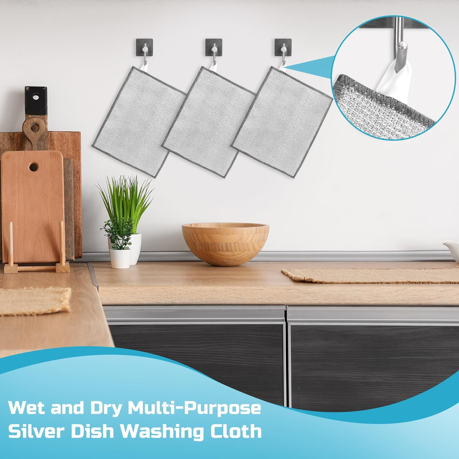 Non Scratch Wire Dishcloth,New Upgrade 3-Layer,12Pcs,7.08"X8.86" | Multipurpose