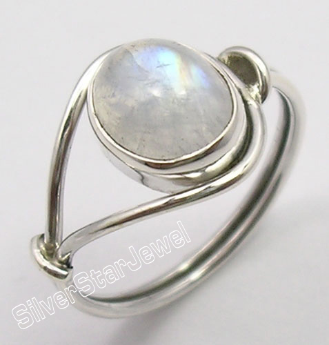 CLEARANCE OUTLET 925 Silver OVAL RAINBOW MOONSTONE Ring Any Size 4 1/2 to 12