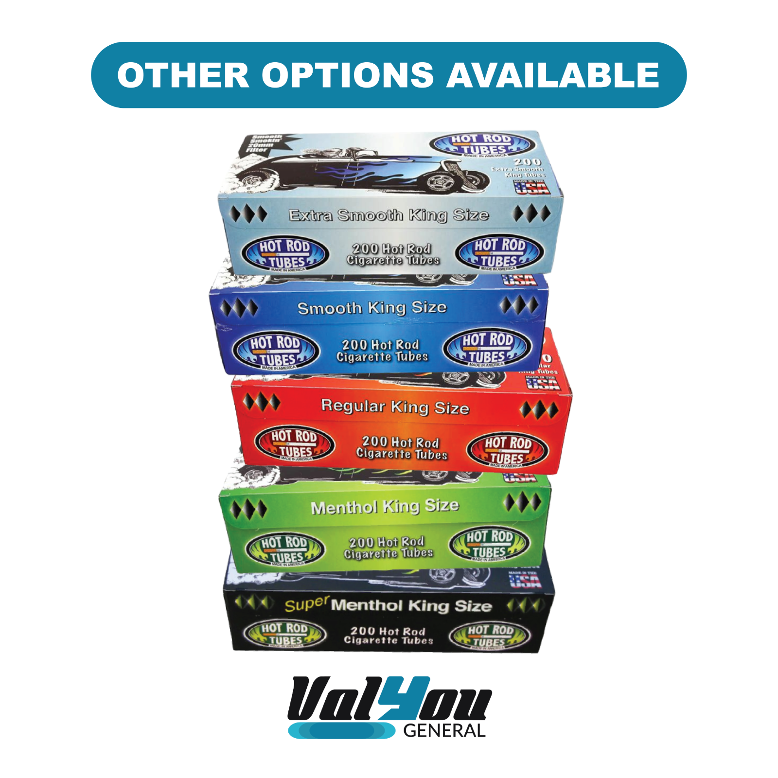 10x Boxes Hot Rod Super Menthol KING SIZE ( 1,000 Tubes ) Cigarette Tobacco RYO