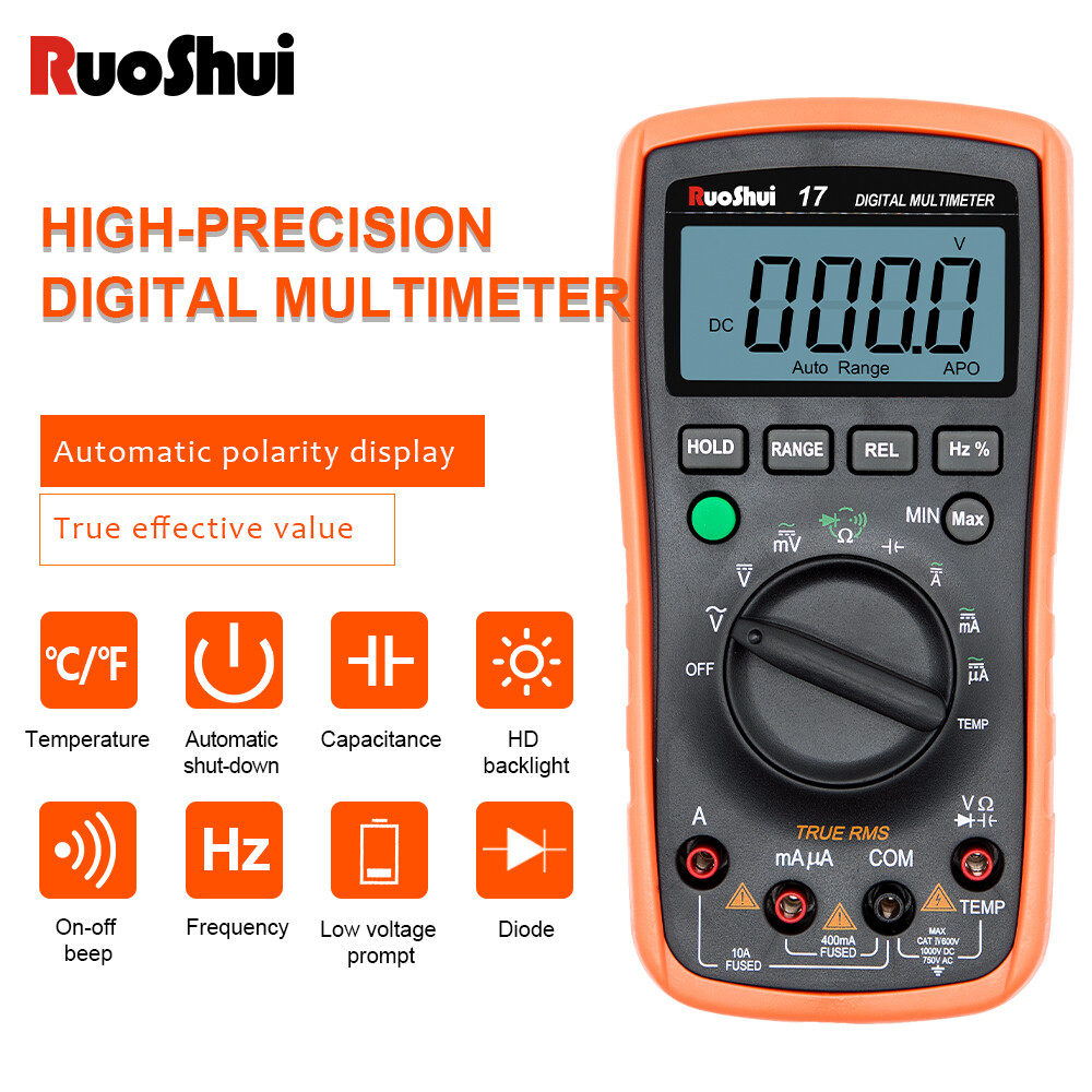 Digital Multimeter Voltmeter Ammeter Ohmmeter Volt AC DC Tester Leads Meter